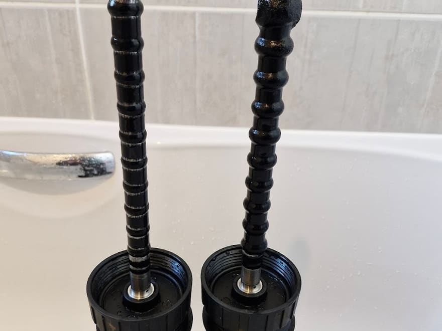 Twin ADEY MagnaCleanse magnetic filter units mid power flush on one of Lloyd’s jobs